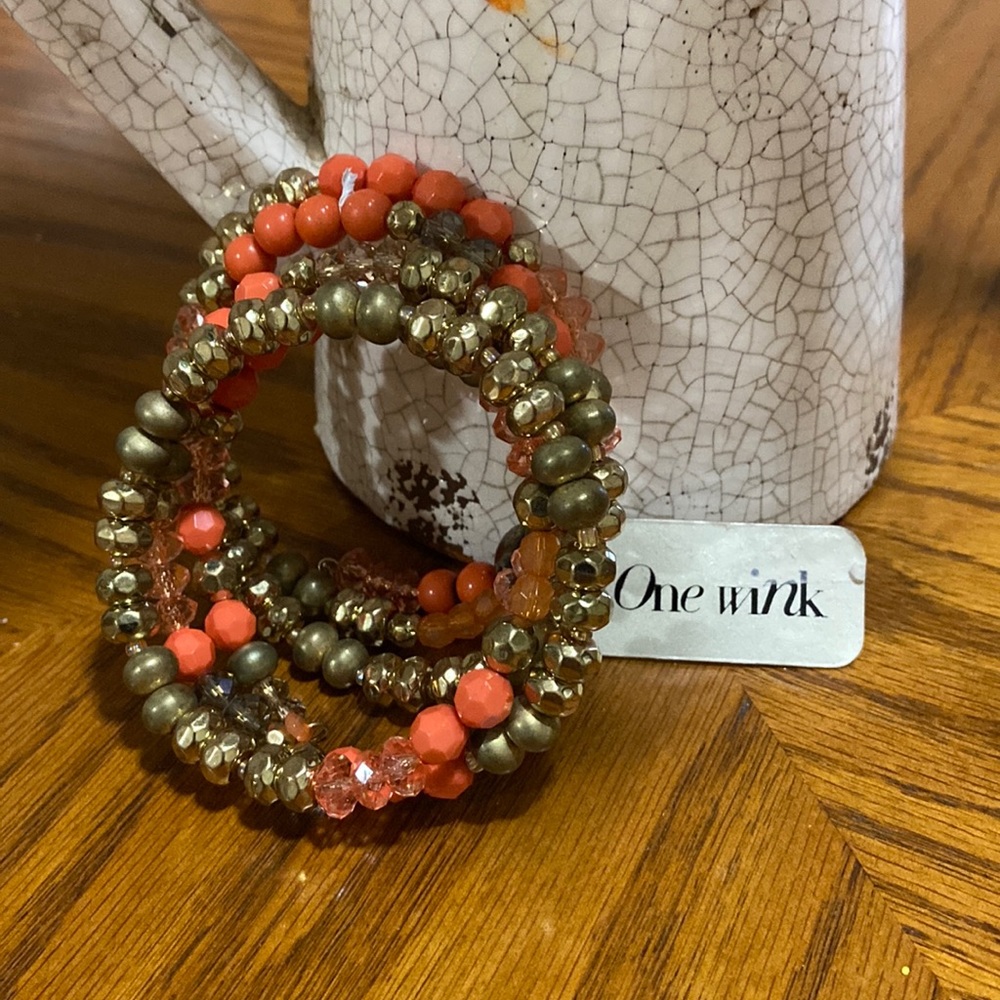 One Wink Coral Gold Wrap Bracelet